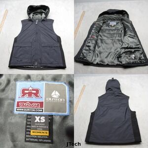 Burton Vest Womens XS Navy RADAR Ski Hooded‎ Full Zip Pockets Insulated Puffer